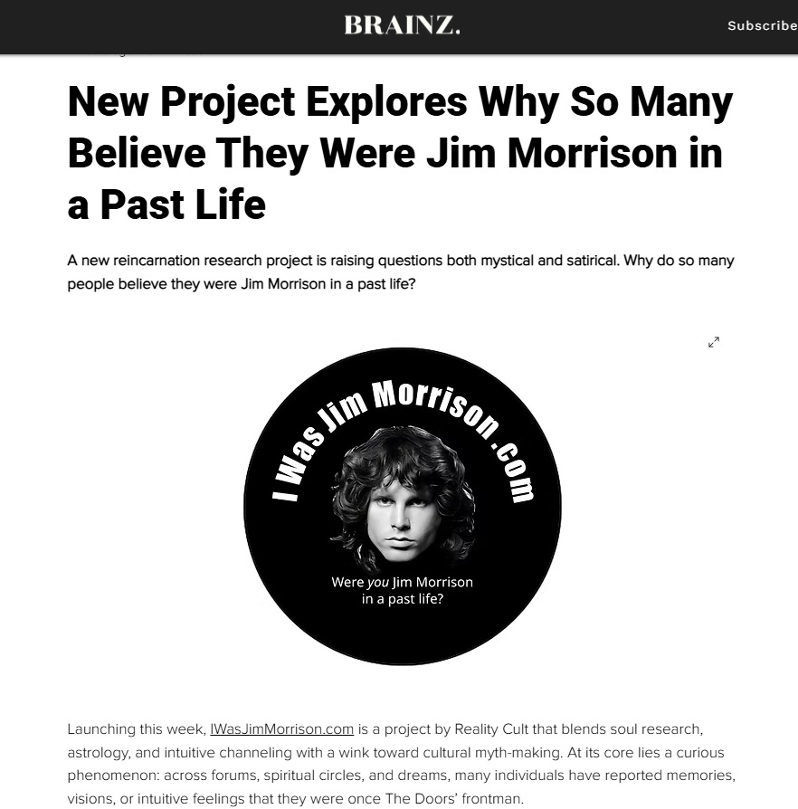 New Project Explores Why So Many Believe They Were Jim Morrison in a Past Life [Brainz Magazine]